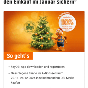 Weihnachtsbaum bei Obi kaufen &amp; 10% Rabatt für den Einkauf im Januar