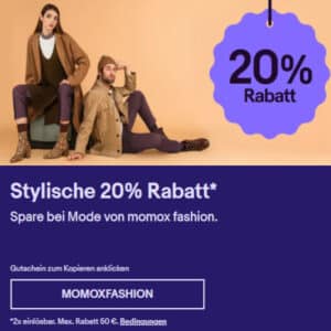 20% auf Second Hand-Kleidung von Momox ohne Mindestbestellwert