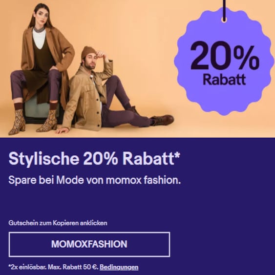 Thumbnail 20% auf Second Hand-Kleidung von Momox ohne Mindestbestellwert