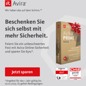 65% Rabatt auf AVIRA ✅ Antivirus Pro für 16,95€/Jahr ✅ Internet Security für 18,95€ ✅ Prime für 37,95€/Jahr