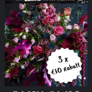 3x 10€ Rabatt auf Blumenstrauß Abo bei Freddies Flowers