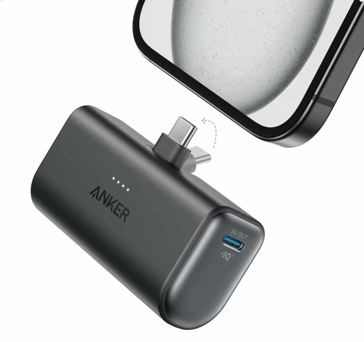 Anker Nano Powerbank 5000mAh 22,5W mit Faltbarem USB-C Konnektor in Schwarz für 18,99€ (statt 25,99€)