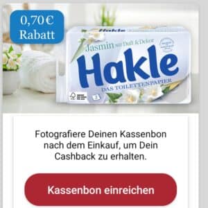 0,70€ Cashback auf Hakle Jasmin bei scondoo