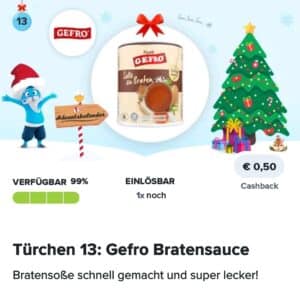 Marktguru Adventskalender Türchen Nummer 13- 50ct Cashback auf Gefro Bratensauce