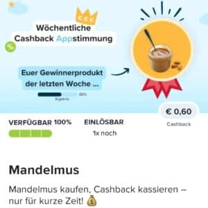 0,60€ Cashback auf Mandelmus bei Marktguru