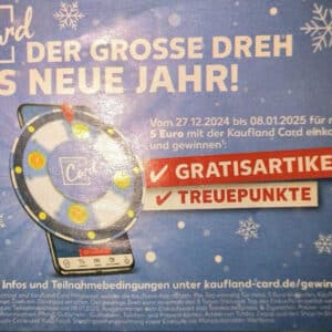 Kaufland Glücksrad vom 27.12.24 - 08.01.2025 Gratis Artikel &#043; Treuepunkte | 1x täglicher Dreh ab 5€Einkauf mit Kaufland Card