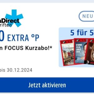 Freebe: 5 Focus Ausgaben gratis &#043; 3,10 Euro Gewinn, Dank Payback &amp; Burda Direct