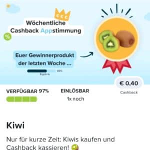 0,40€ Cashback auf Kiwi bei Marktguru