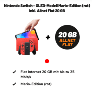 🎮 Nintendo Switch OLED für 29,99€ + 20GB 5G/LTE Allnet für 14,99€/Monat + 0€ AG (klarmobil Telekom Allnet Flat)