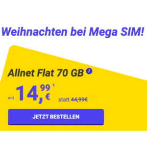 ⭐️ STARKE mtl. kündbare 5G &amp; LTE Allnets ⭐️ 70GB für 14,99€ | 140GB für 19,99€ | 280GB für 24,99€ | Unlimited für 26,99€ (Mega SIM im o2-Netz mit bis zu 50 Mbit/s)