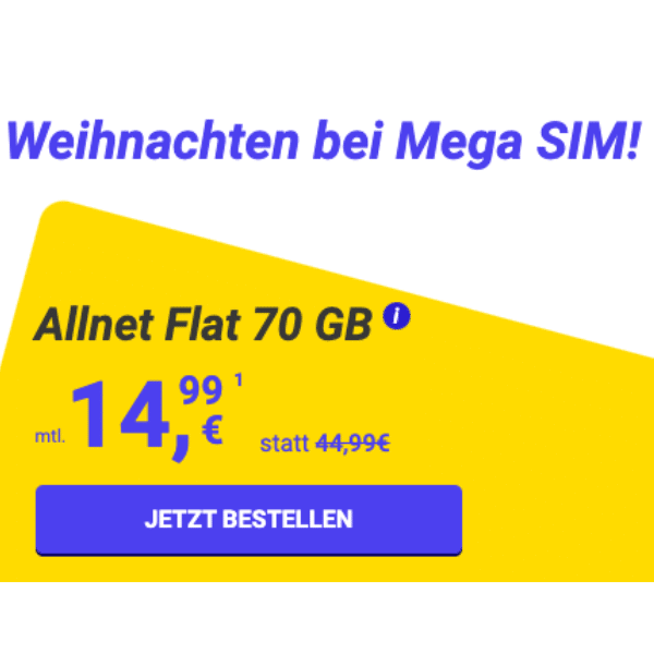 Thumbnail ⭐️ STARKE mtl. kündbare 5G &amp; LTE Allnets ⭐️ 70GB für 14,99€ | 140GB für 19,99€ | 280GB für 24,99€ | Unlimited für 26,99€ (Mega SIM im o2-Netz mit bis zu 50 Mbit/s)