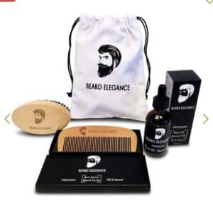 🧔🏻‍♂️BEARD ELEGANCE Geschenkset (Bürste, Kamm, Bartöl) für 9,99€