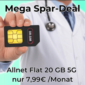 💊 Vodafone-Netz: 20GB / 30GB / 50GB LTE Allnet für 7,99€ / 9,99€ / 14,99€ (auch als mtl. kündbar) - DR. SIM