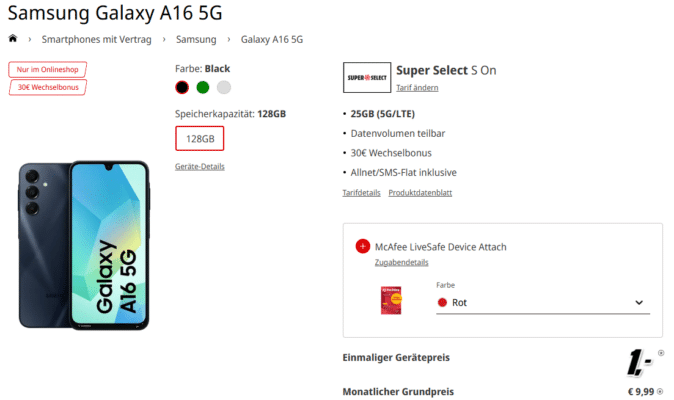 Samsung Galaxy A16 5G Handytarif