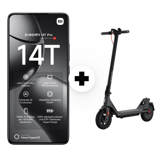 Thumbnail HAMMER-BUNDLE: Xiaomi 14T Pro (512GB) für 1€ + GRATIS: E-Scooter + 100GB 5G/LTE Allnet für 29,99€/Monat (o2 Mobile L + jedes Jahr 10GB mehr)