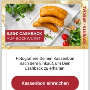 0,50€ Cashback auf Bockwurst bei scondoo