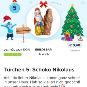 0,40€ Cashback auf einen Schoko Nikolaus bei Marktguru