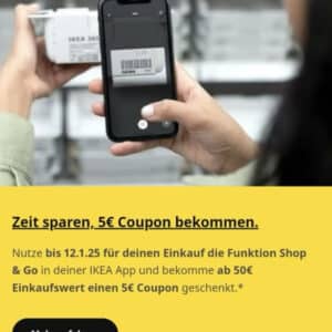 IKEA vor Ort 5 EuroRabattcoupon geschenkt bei Shop&amp;GoEinkauf ab 50 Euro