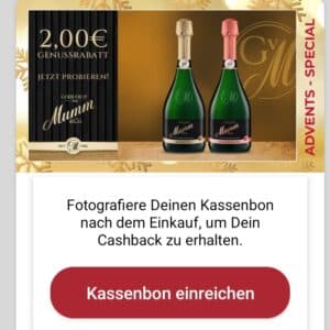 2,00€ Cashback auf Godefroy von Mumm bei scondoo (auch bei Couponplatz)