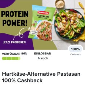 100% Cashback auf Pastasan Hartkäse-Alternative von Mondarella bei Marktguru