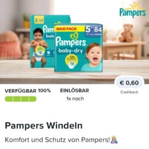 0,60€ Cashback auf Pampers Windeln bei Marktguru