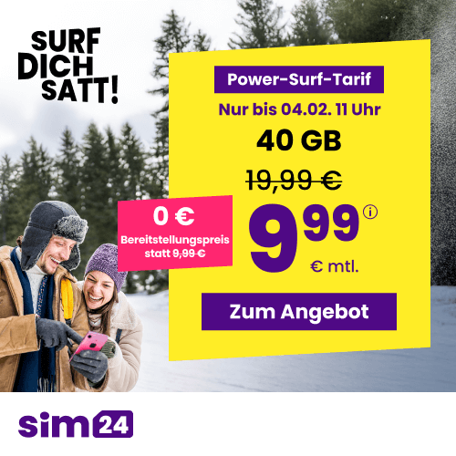 Thumbnail mtl. kündbare 5G/LTE Handy Allnet mit 40GB für 9,99€ 😱 oder 10GB für 4,99€ | 20GB für 6,99€ | 80GB für 14,99€ (SIM24 im 1&amp;1-Netz)