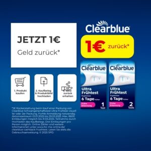 1€ Cashback auf Clearblue Schwangerschaftstest(s)