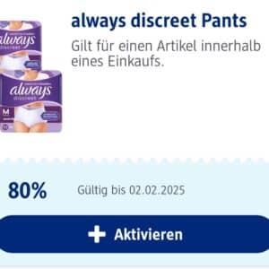 80% Rabatt auf always descreet Pants bei dm