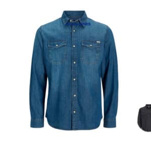 Jack & Jones Essentials Denim Hemd in blau und schwarz für 22,90€(statt 27,99€)