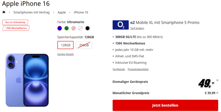 Apple iPhone 16 Handyvertrag