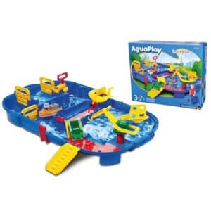 Aquaplay 8700001516 - Wasserbahn Set "Schleusenbox" 27-teilig