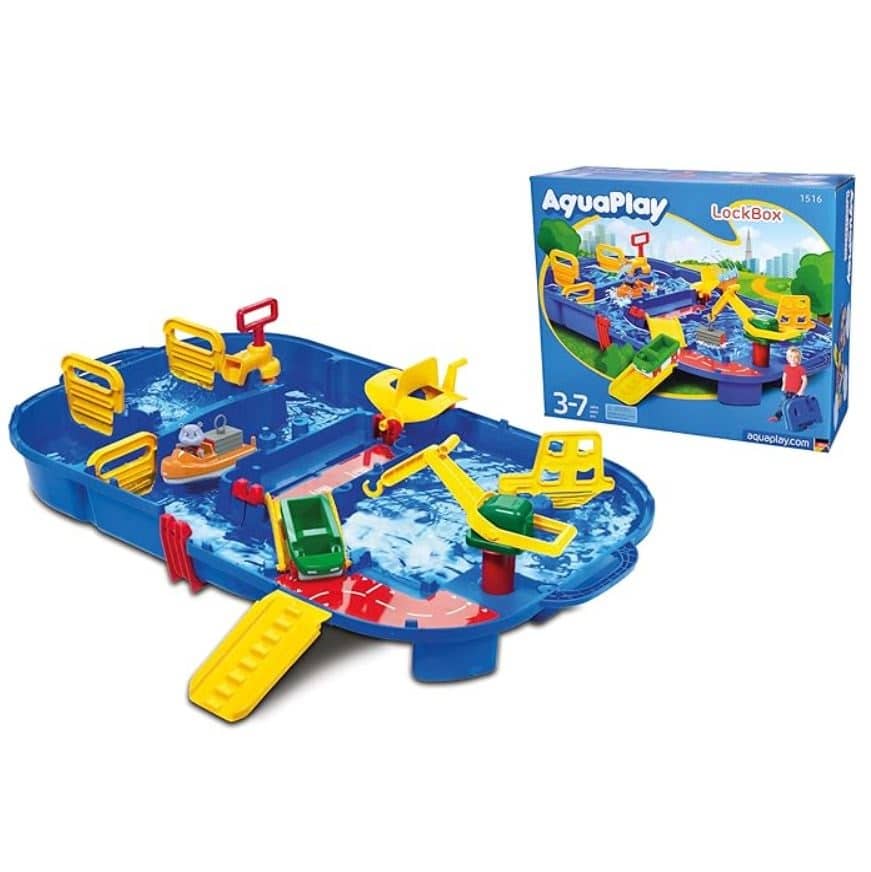 Aquaplay 8700001516 - Wasserbahn Set "Schleusenbox" 27-teilig