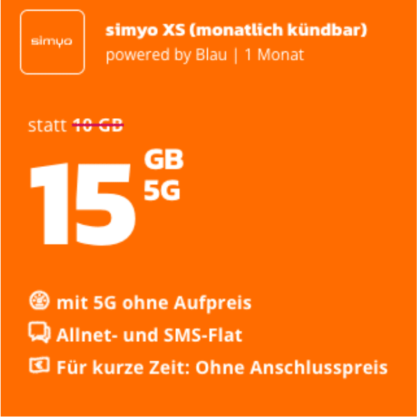 Thumbnail 🤩 5G/LTE Handy Allnets 👉 15GB für 4,99€  🤝 oder 20GB für 6,99€ | 35GB für 7,99€ | 40GB für 9,99€ | 50GB für 14,99€ - simyo im o2-Netz