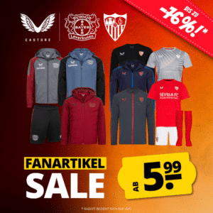 Castore Fanartikel-Sale bei SportSpar, z.B. mit Bayer Leverkusen Trikots, Jacken uvm.