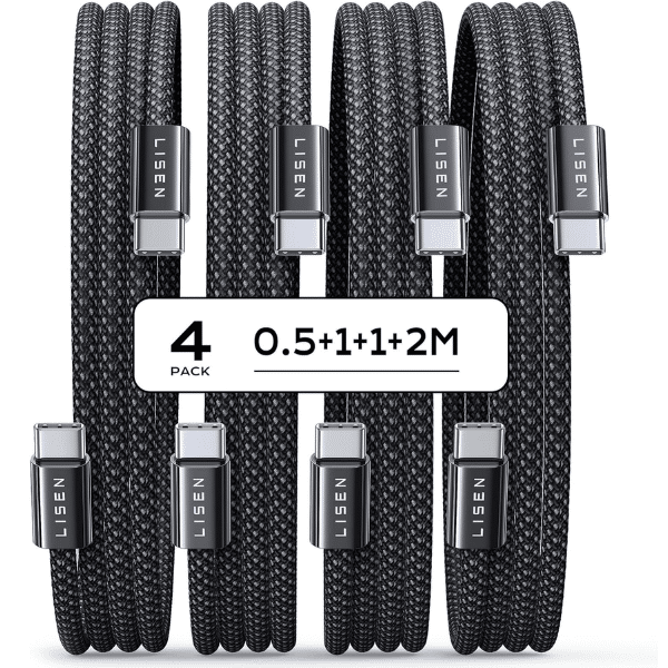 Thumbnail Nur 1,40€ pro Ladekabel! 🔥 LISEN 60W USB C Schnellladekabel, 4er Pack (0,5M, 1M, 1M, 2M), USB C auf USB C - für nur 5,59€! 🫨