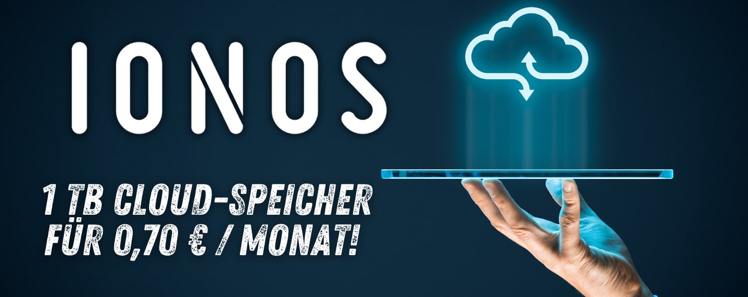 Banner von IONOS - 1 TB Cloud-Speicher für 0,70€ / Monat