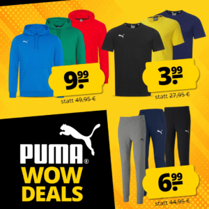 💥 Puma WOW Deals: Hoodies, Shirts & Pants ab 3,99€