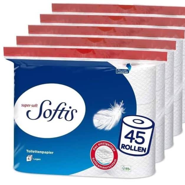 Thumbnail 🧻 Softis 4-lagiges Toilettenpapier 45 Rollen für 18,94€ (statt 28€)