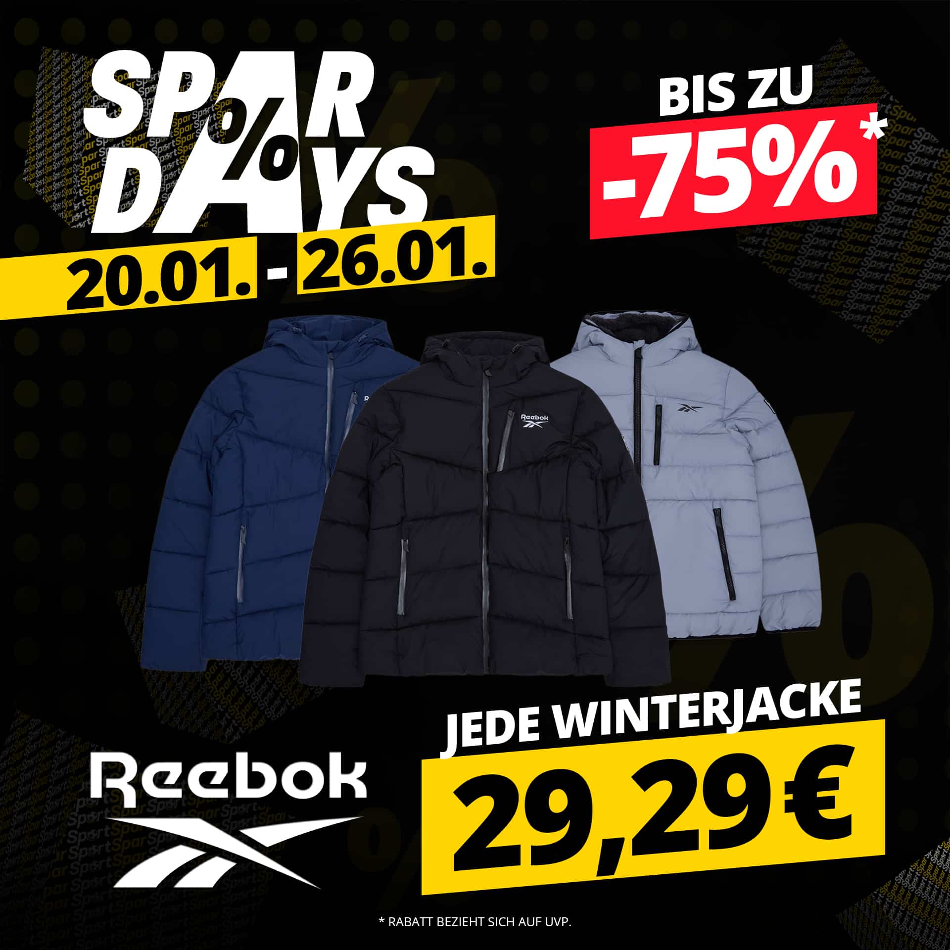 Thumbnail Reebok Stretch Puffer Herren Winterjacke für 34,24€ inkl. Versand