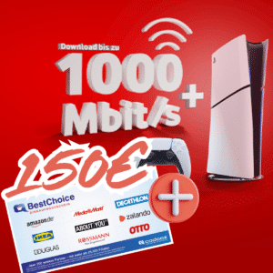 GRATIS: PS5 / Playstation 5 Slim Digital + 150€ Bonus 😍 Vodafone Giga Zuhause 1000 Cable Max inkl. TV für 44,99€ mtl. (Internet für daheim mit 1000 MBit/s)