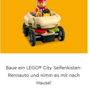 Lego Store Event am 15.&#043;16.1.: Baue ein LEGO® City Seifenkisten-Rennauto und nimm es mit nach Hause!