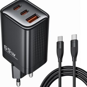 65W USB C Ladegerät, mit 3 Ports USB (1 x USB A und 2 x USB C)