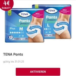 4,00€ Rabatt auf Tena Pants bei Rossmann