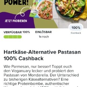 100% Cashback auf Pastasan Hartkäse-Alternative von Mondarella bei Marktguru