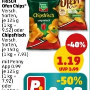 Penny: Funny Frisch Ofen Chips & Chipsfrisch für nur 89 Cent – Mit Penny App 10% Rabatt!