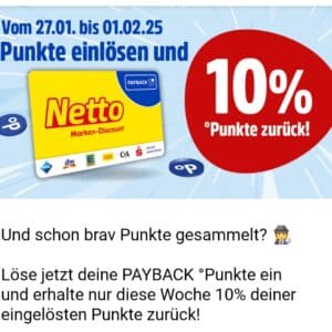 10% der Punkte zurück bei Payback Punkteeinlösung bei Netto MD