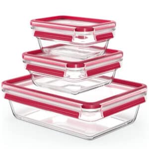 Emsa Clip & Close Glas Frischhaltedosen-Set 3-teilig 0,45/0,8/2 L in transparent/rot für 23,99€(statt 28,24€)