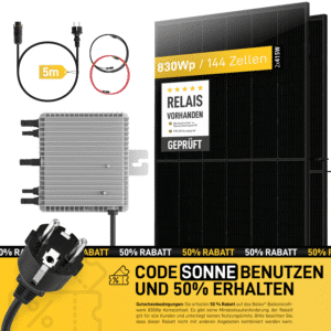 Belko Balkonkraftwerk 830Wp Komplettset, 2 x 415W Trina Solar Full Black Module, 800W Wechselrichter mit WiFi