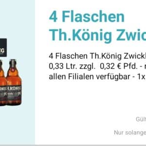 4 Flaschen Th. König Zwickl Kellerbier gratis bei Logo