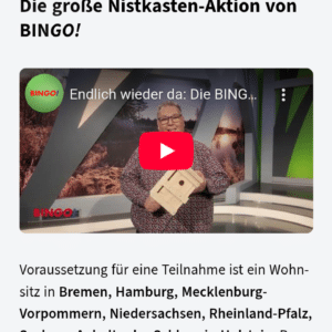 Nistkästen GRATIS Aktion von bingo | insgesamt 15.000 Stück 🪹🐦 Nur in einigen Bundesländern verfügbar!